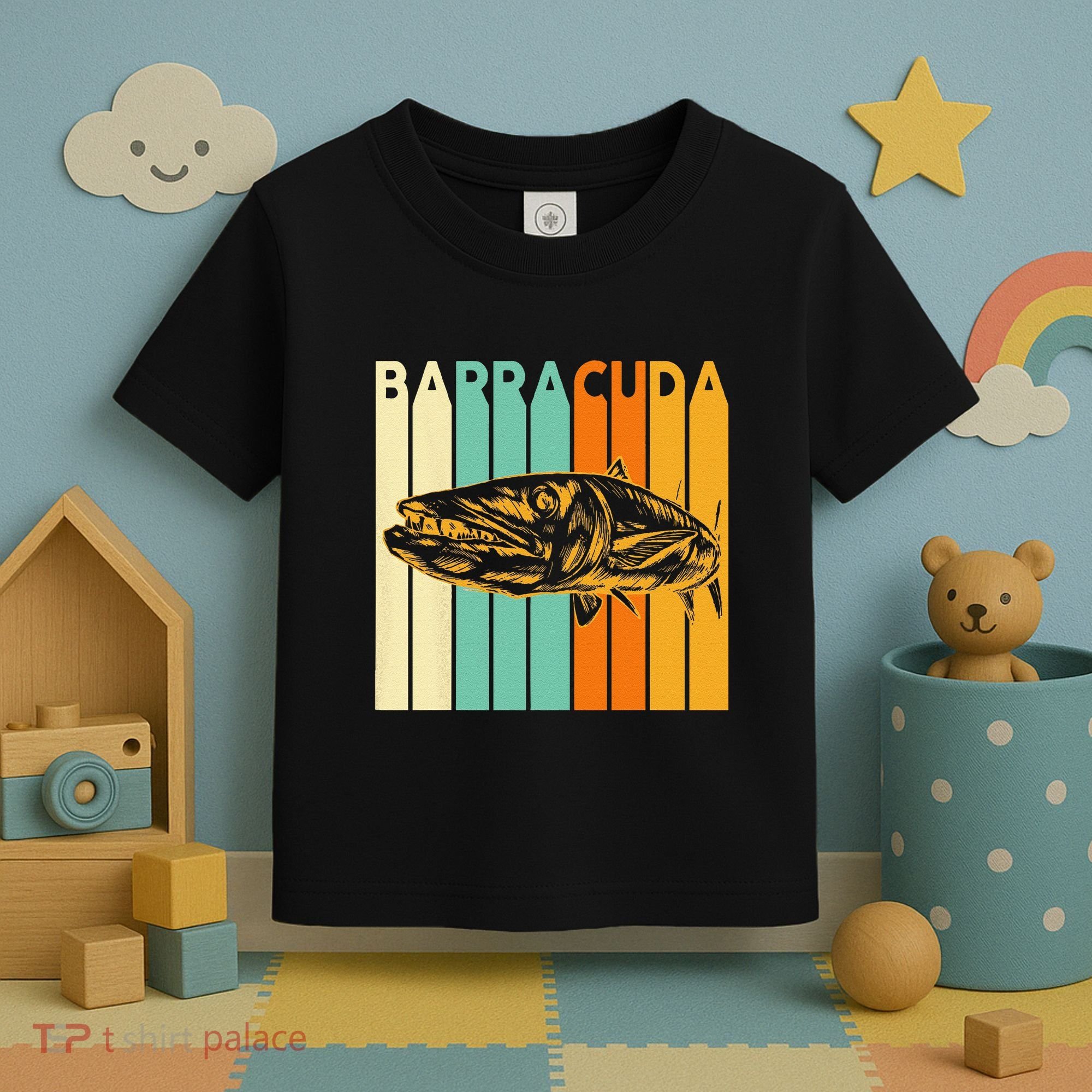 Great Barracuda Cuda Fishing Wildlife Saltwater Fish Art Toddler T-Shirt