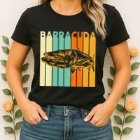 Great Barracuda Cuda Fishing Wildlife Saltwater Fish Art Women's T-Shirt thumb 2