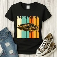 Great Barracuda Cuda Fishing Wildlife Saltwater Fish Art Women's T-Shirt thumb 3
