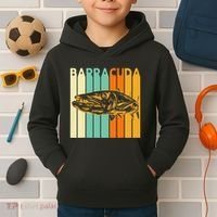 Great Barracuda Cuda Fishing Wildlife Saltwater Fish Art Kids Hoodie thumb 2