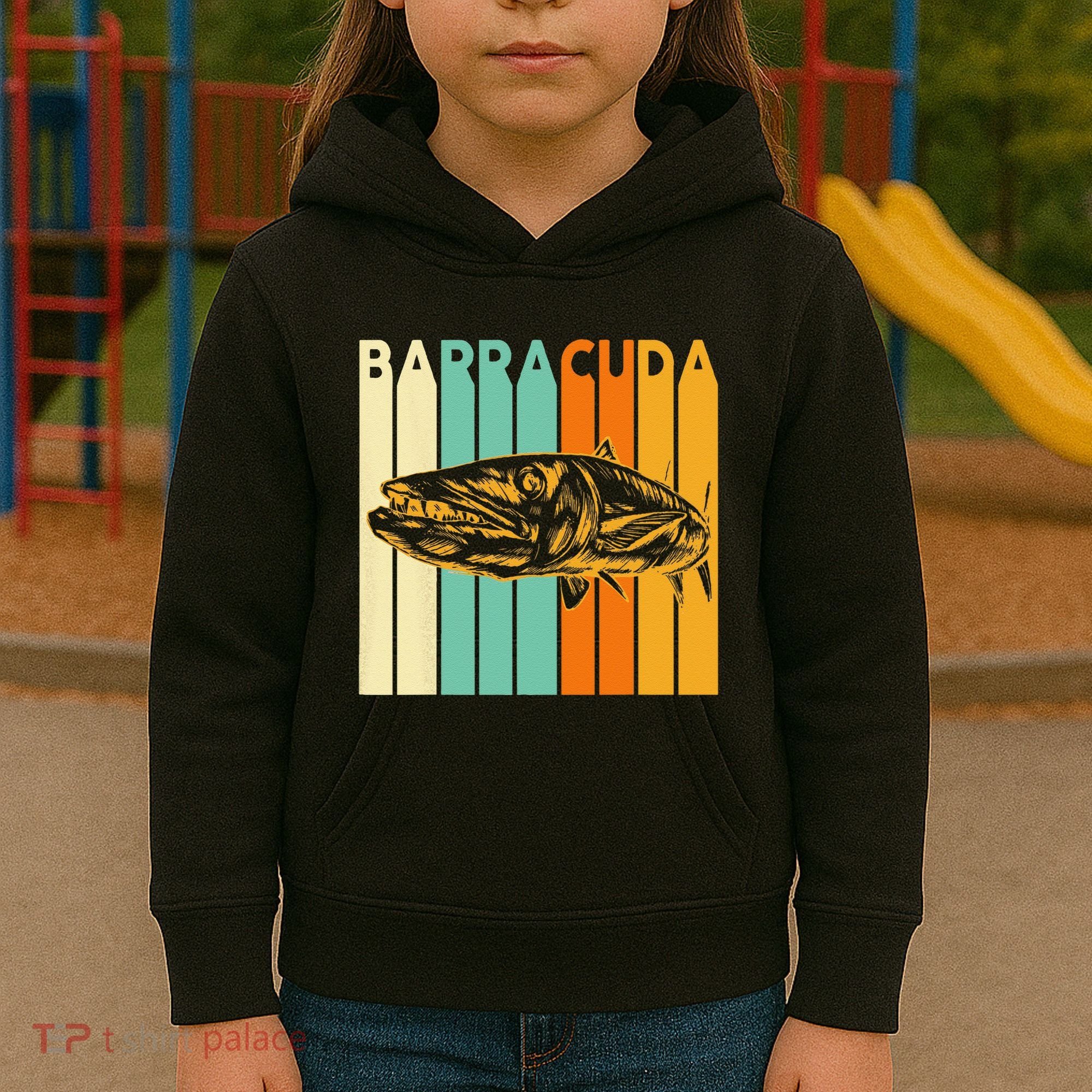 Great Barracuda Cuda Fishing Wildlife Saltwater Fish Art Kids Hoodie