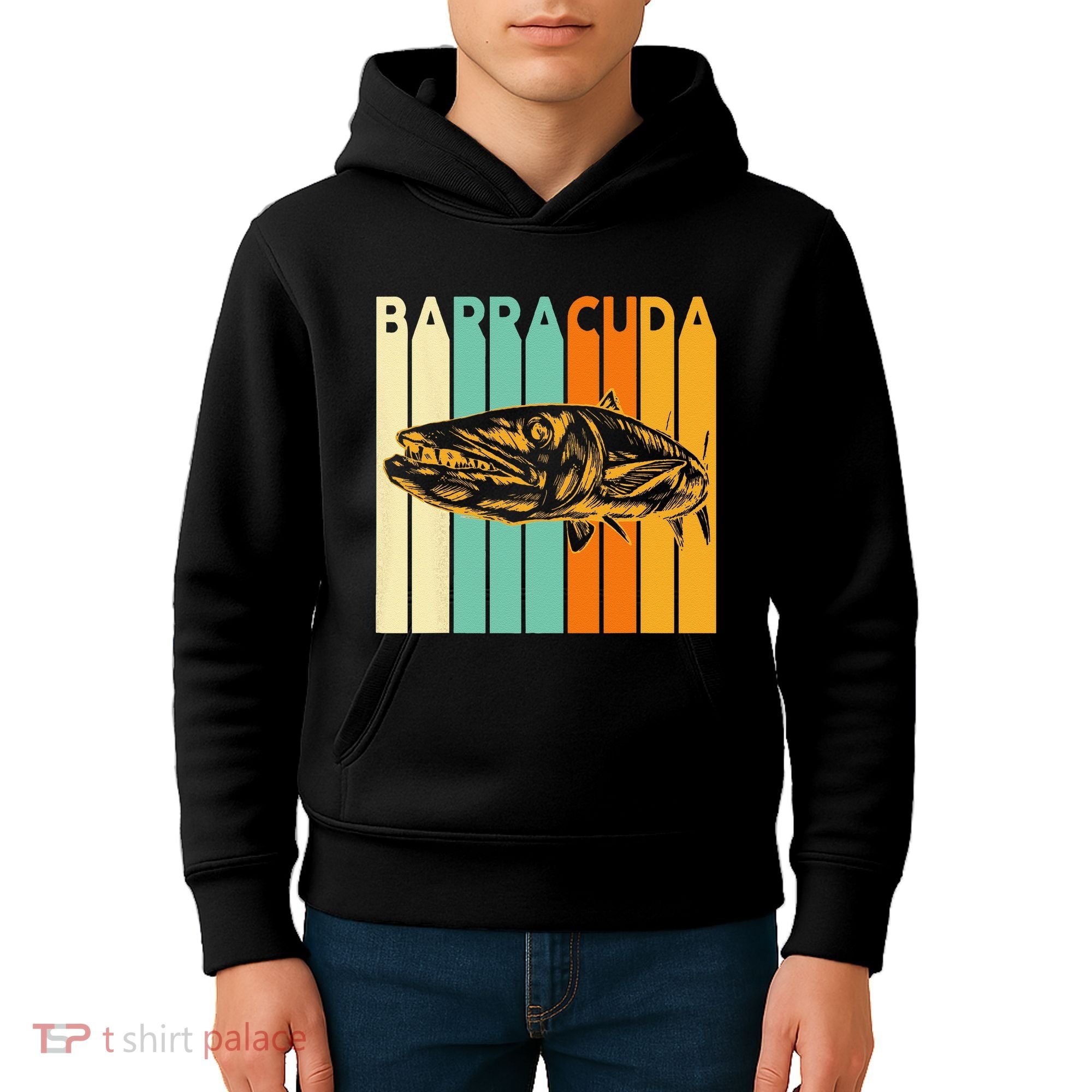 Great Barracuda Cuda Fishing Wildlife Saltwater Fish Art Kids Hoodie
