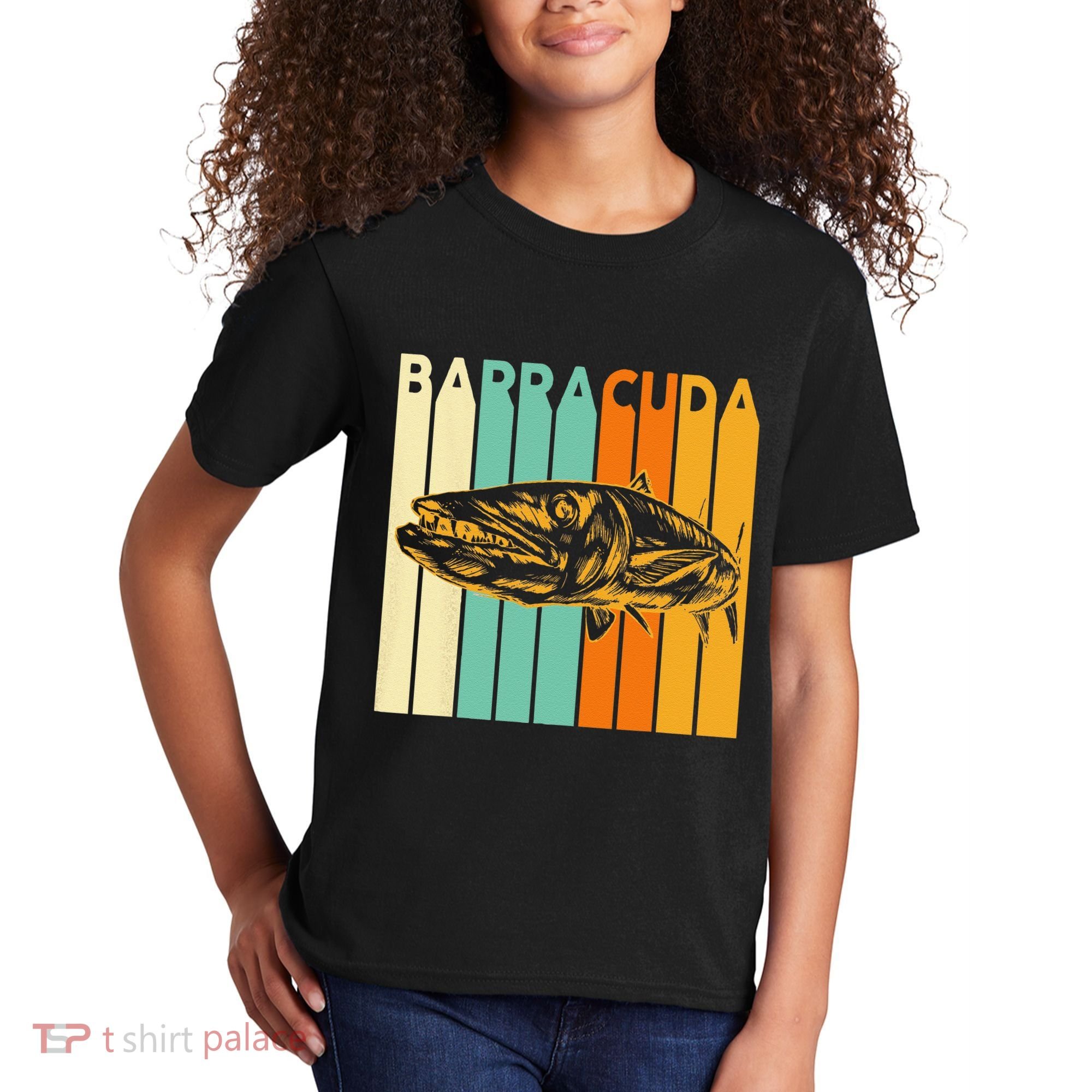 Great Barracuda Cuda Fishing Wildlife Saltwater Fish Art Kids T-Shirt