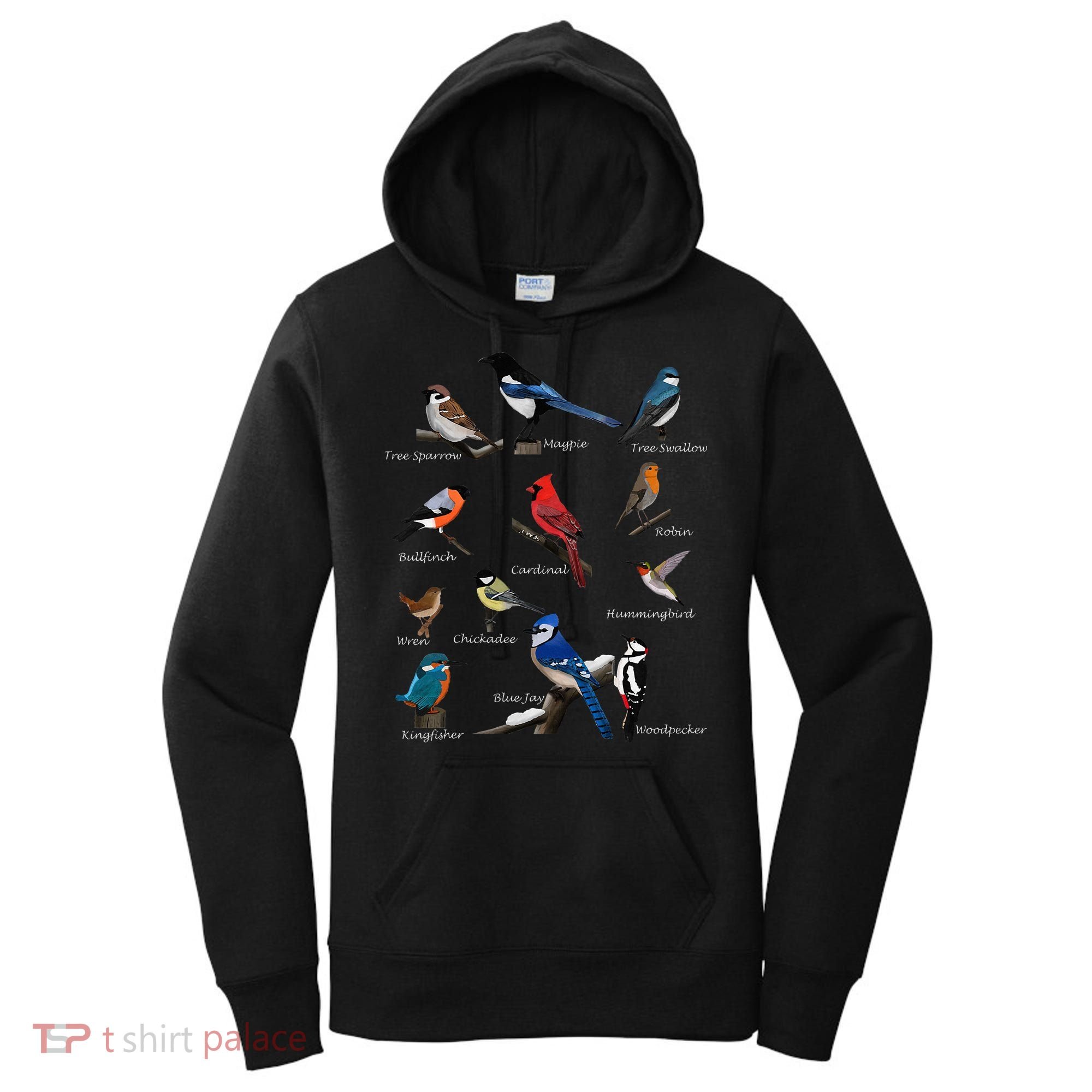 Garden Birds Cardinal Blue Jay Hummingbird Robin Wren Finch Women's Hoodie