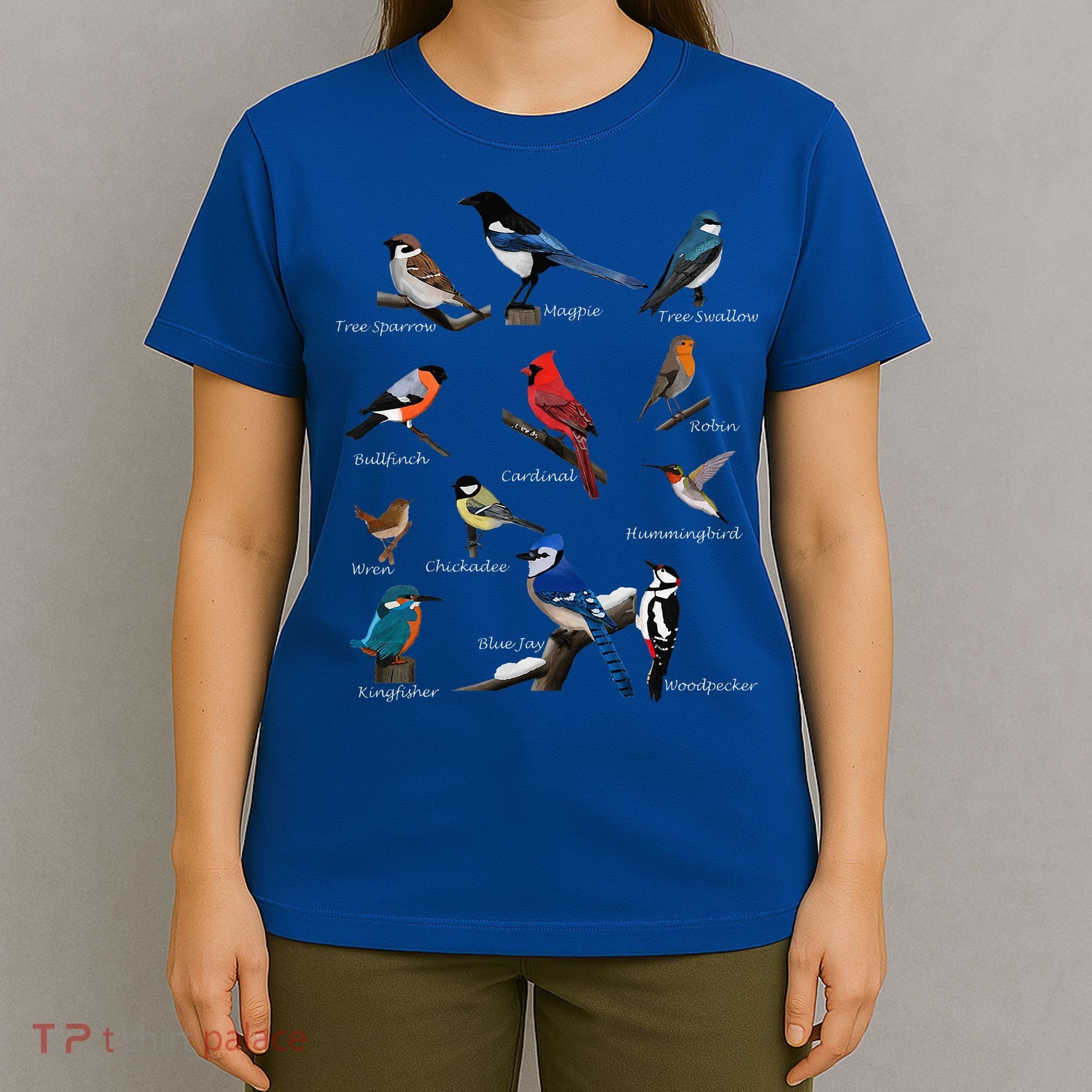 Garden Birds Cardinal Blue Jay Hummingbird Robin Wren Finch T-Shirt