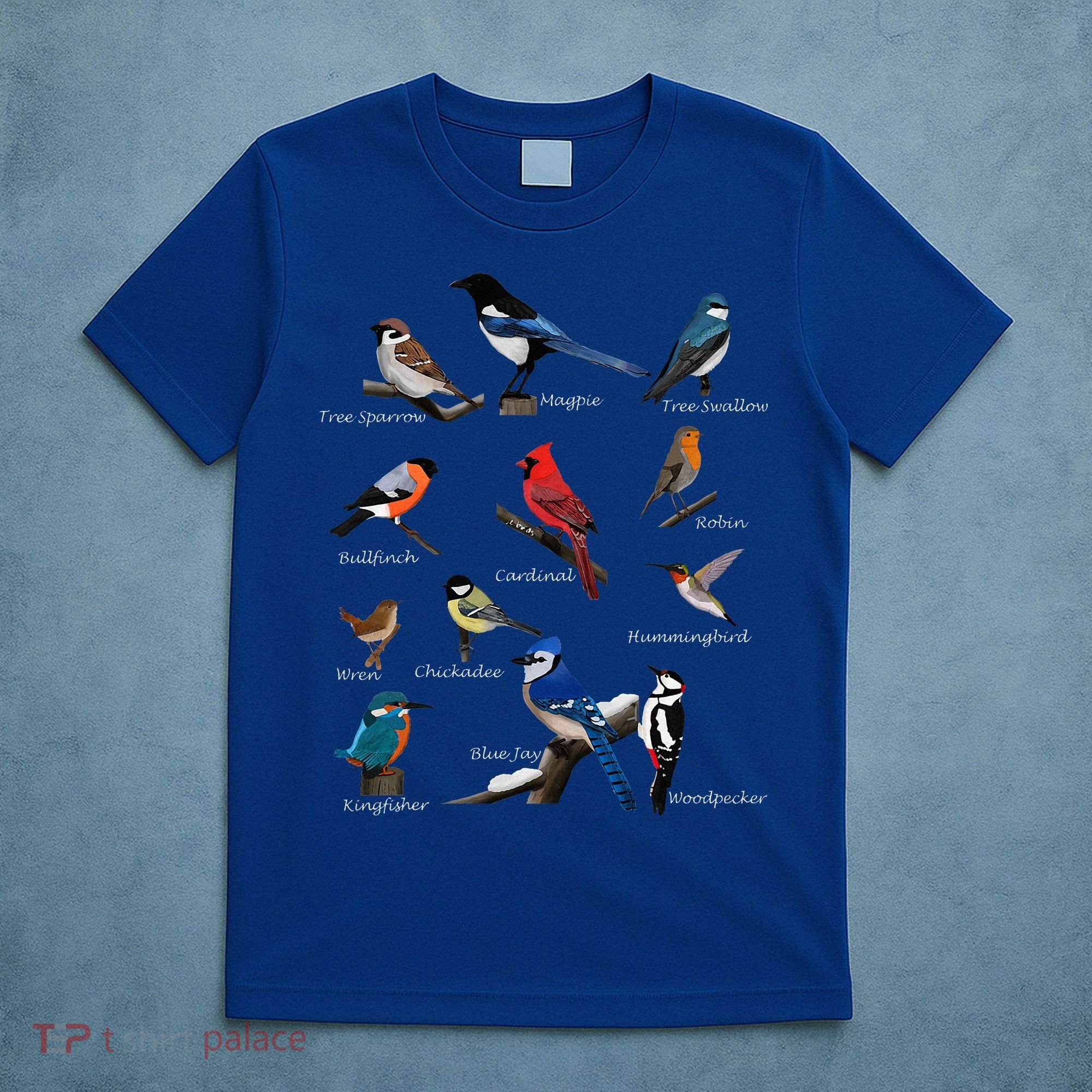 Garden Birds Cardinal Blue Jay Hummingbird Robin Wren Finch T-Shirt