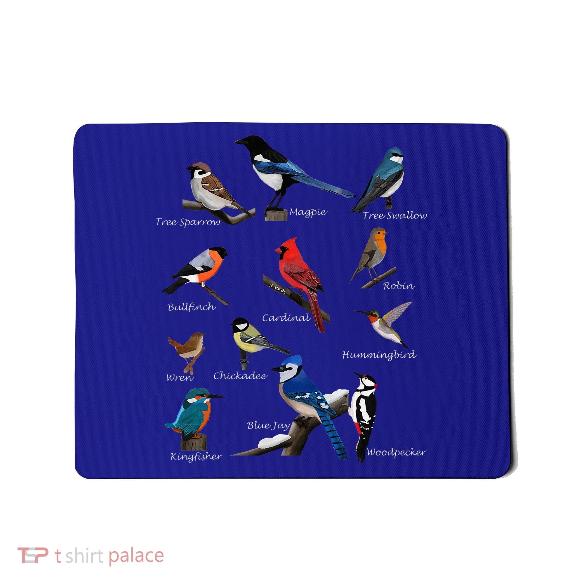 Garden Birds Cardinal Blue Jay Hummingbird Robin Wren Finch Mousepad