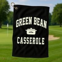Green Bean Casserole Thanksgiving Cooking Funny Golf Towel thumb 1