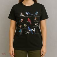 Garden Birds Cardinal Blue Jay Hummingbird Robin Wren Finch T-Shirt thumb 4