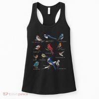 Garden Birds Cardinal Blue Jay Hummingbird Robin Wren Finch Women's Tank Top thumb 0
