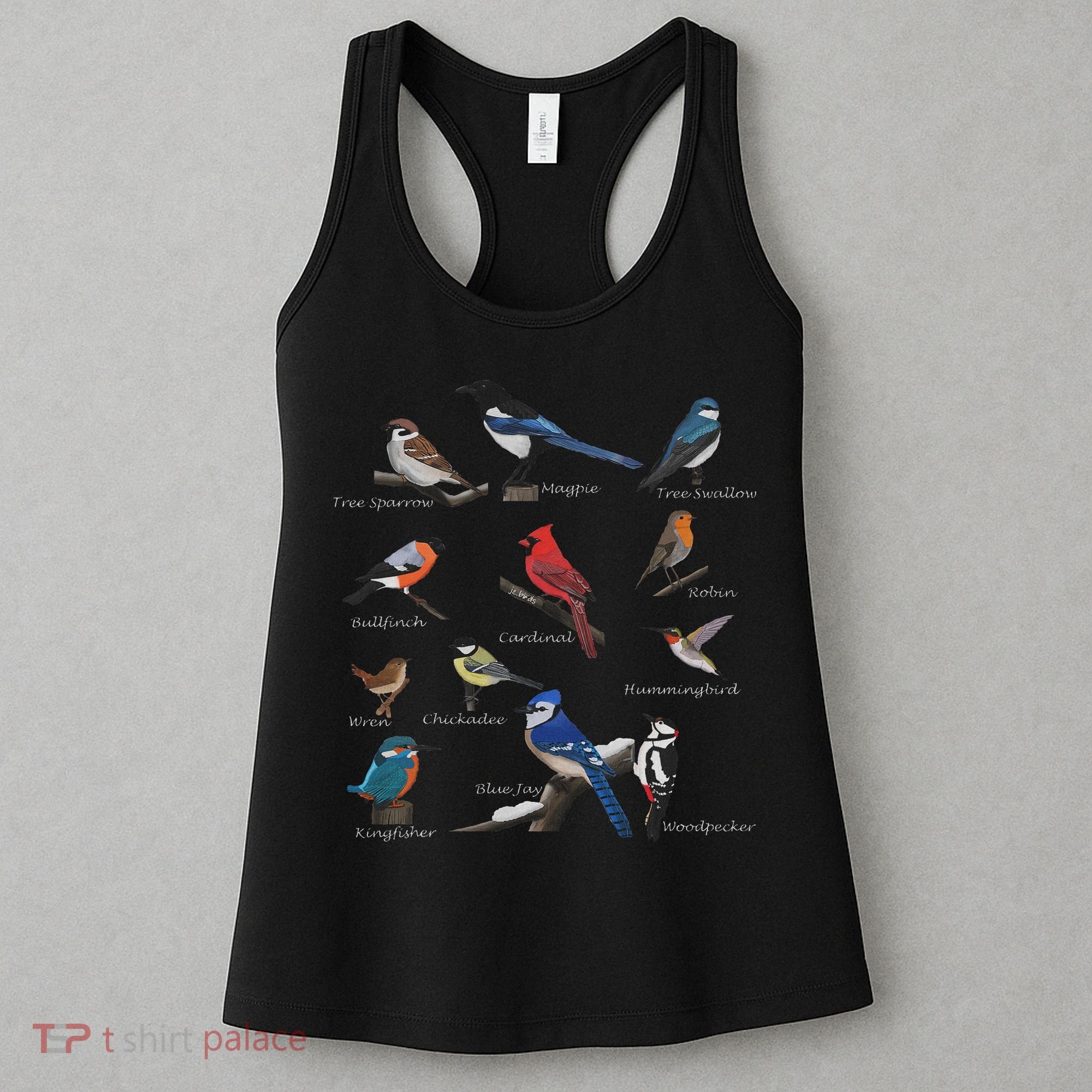 Garden Birds Cardinal Blue Jay Hummingbird Robin Wren Finch Women's Tank Top