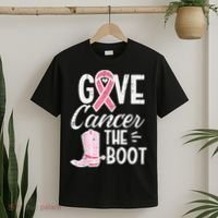 Give Breast Cancer The Boot Pink Ribbon Awareness Women T-Shirt thumb 2