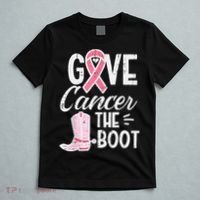Give Breast Cancer The Boot Pink Ribbon Awareness Women T-Shirt thumb 5