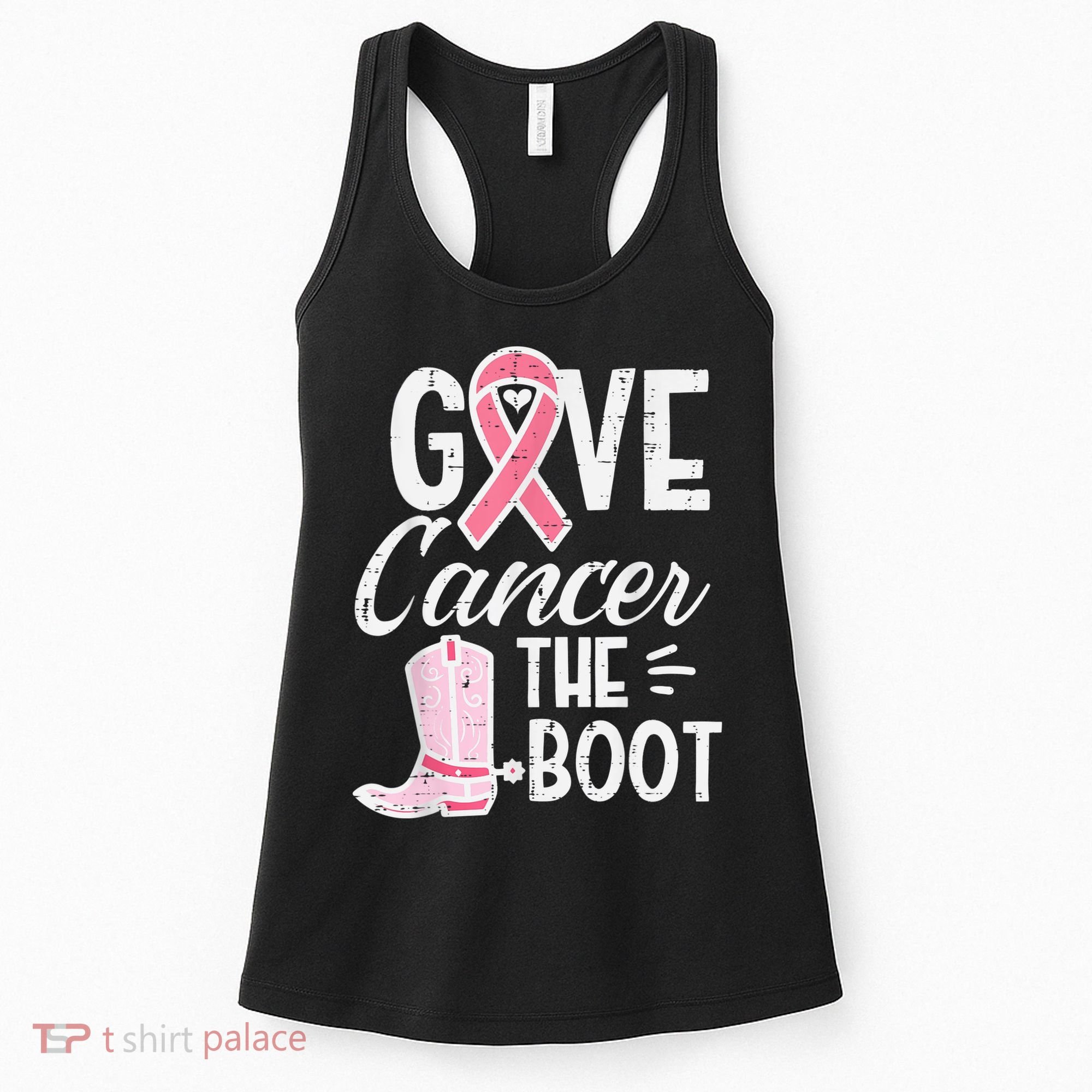 Give Breast Cancer The Boot Pink Ribbon Awareness Women Women's Tank Top