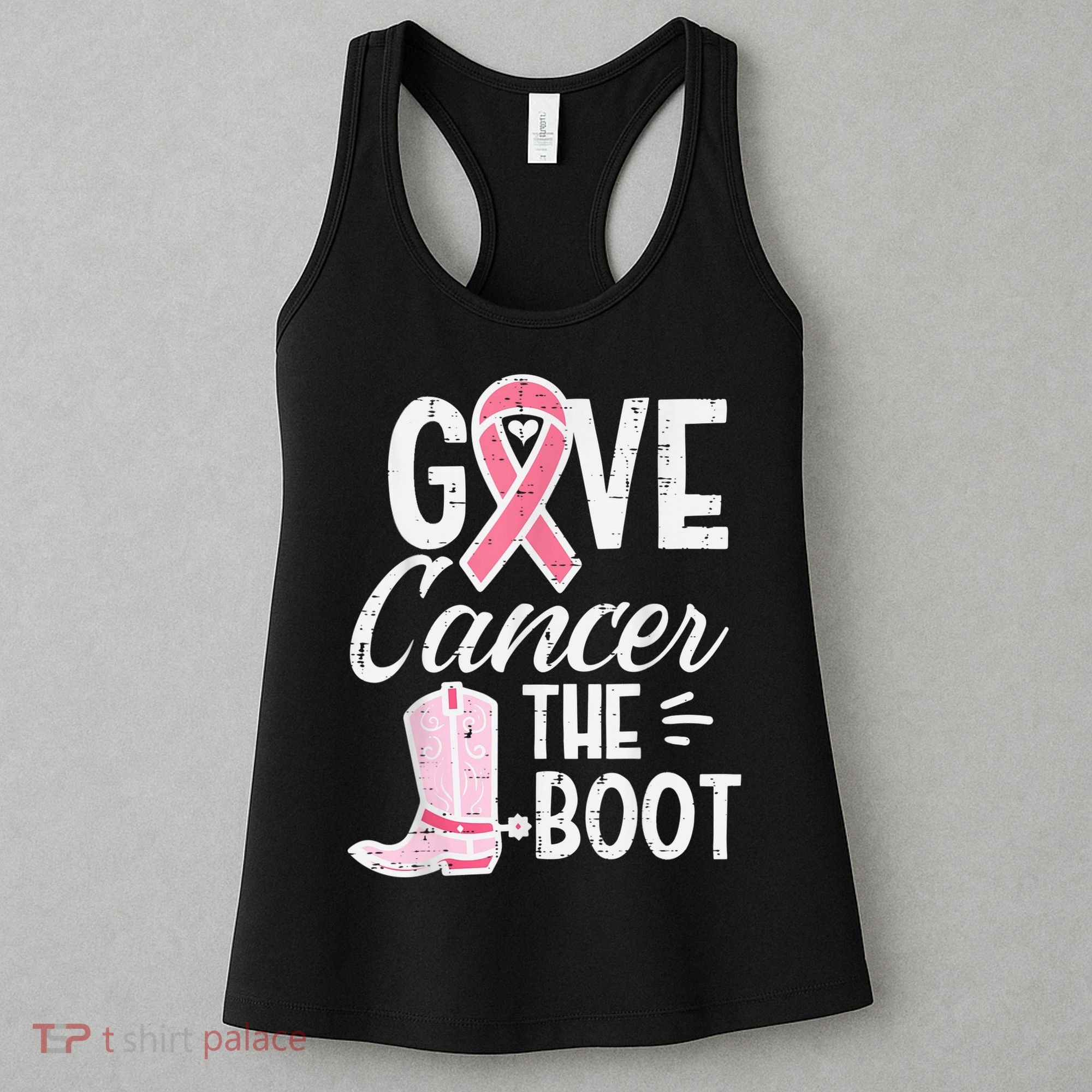 Give Breast Cancer The Boot Pink Ribbon Awareness Women Women's Tank Top