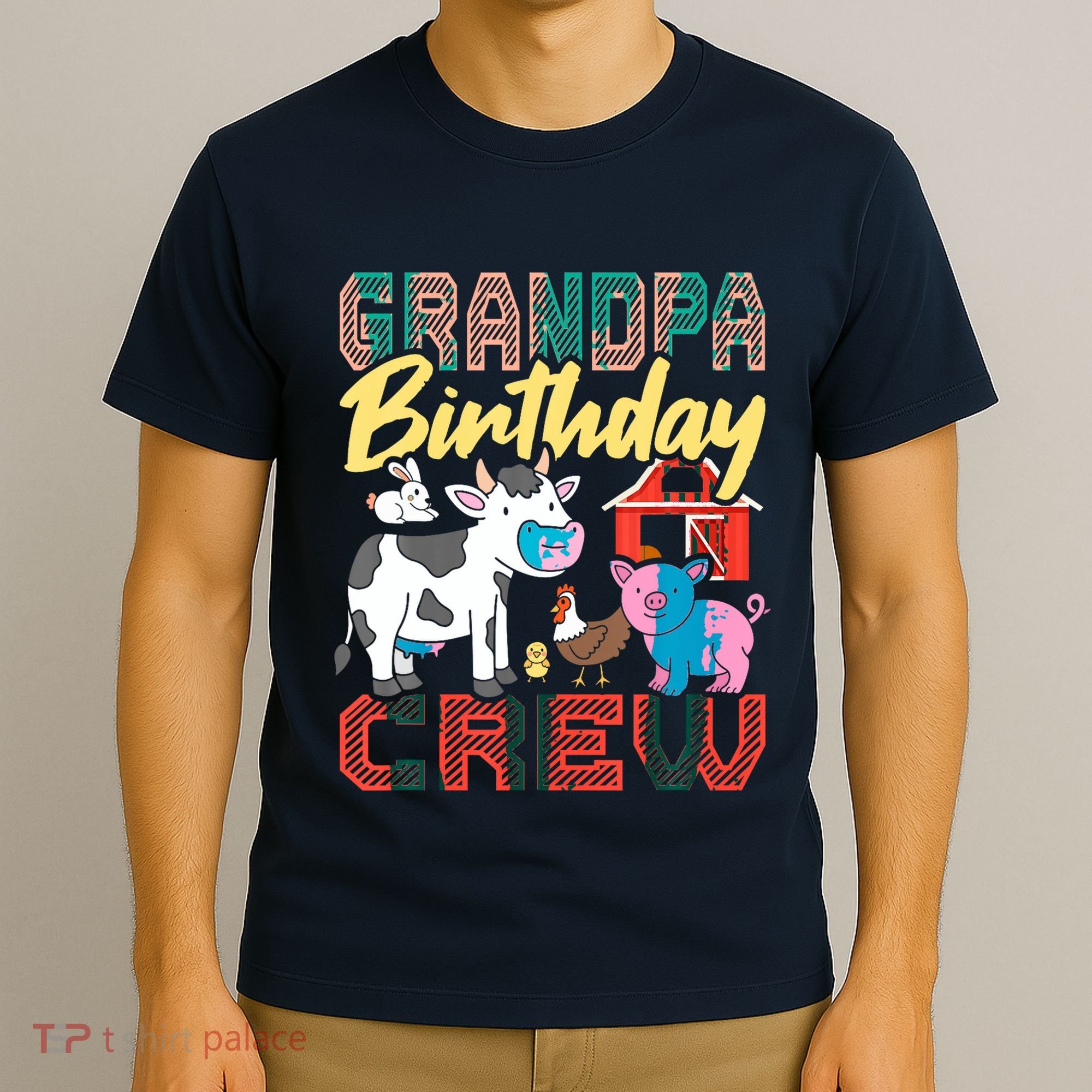 Grandpa Birthday Crew Farm Animals Birthday Party Supplies T-Shirt