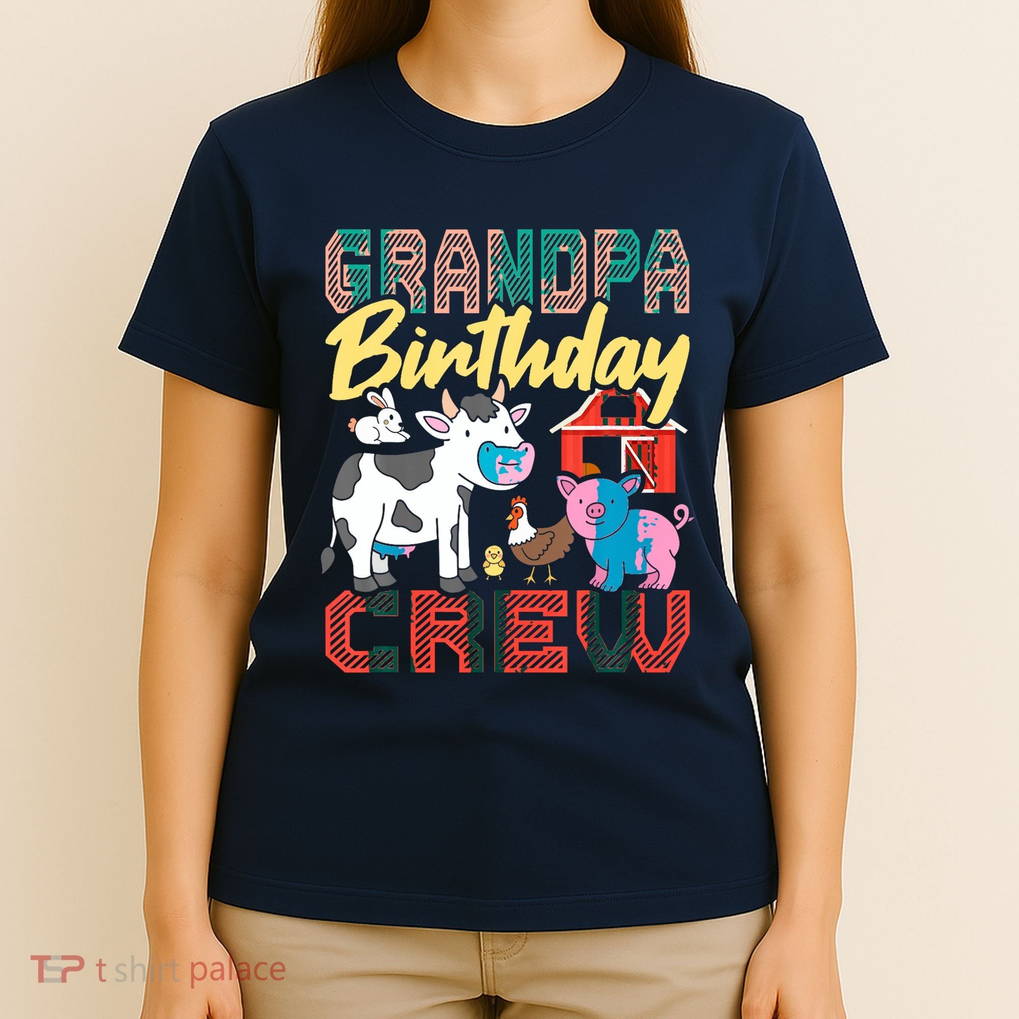 Grandpa Birthday Crew Farm Animals Birthday Party Supplies T-Shirt