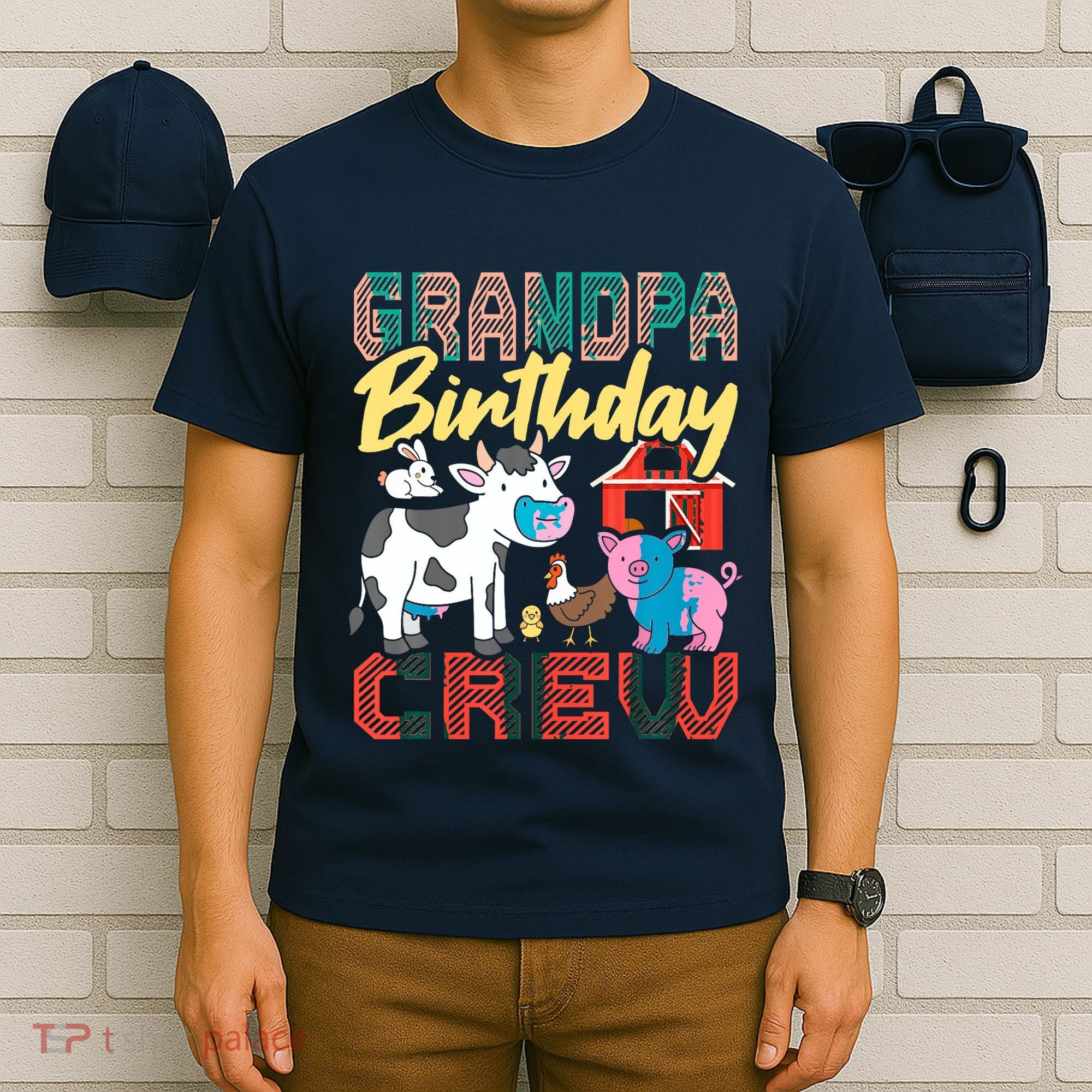 Grandpa Birthday Crew Farm Animals Birthday Party Supplies T-Shirt