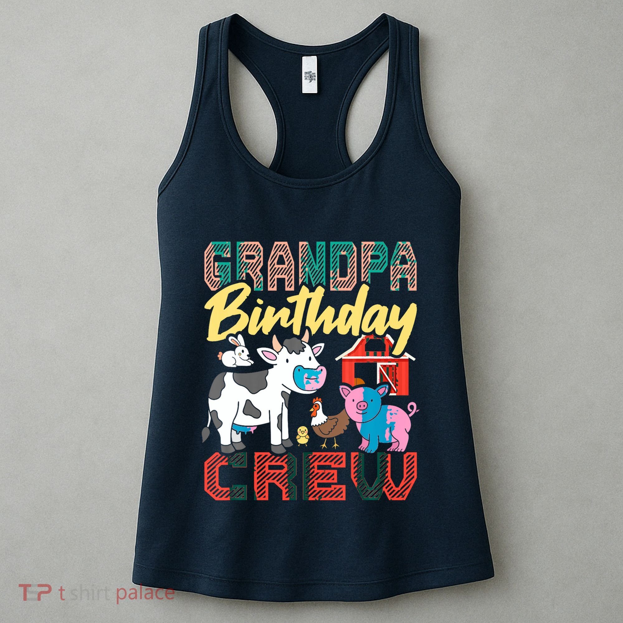 Grandpa Birthday Crew Farm Animals Birthday Party Supplies Women's Tank Top