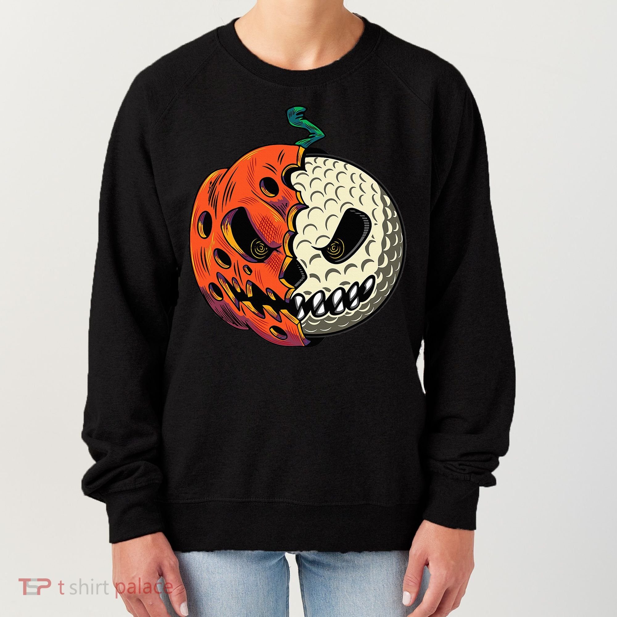 Golf Ball Costume Pumpkin Skull Halloween Golf Player Women's Sweatshirt