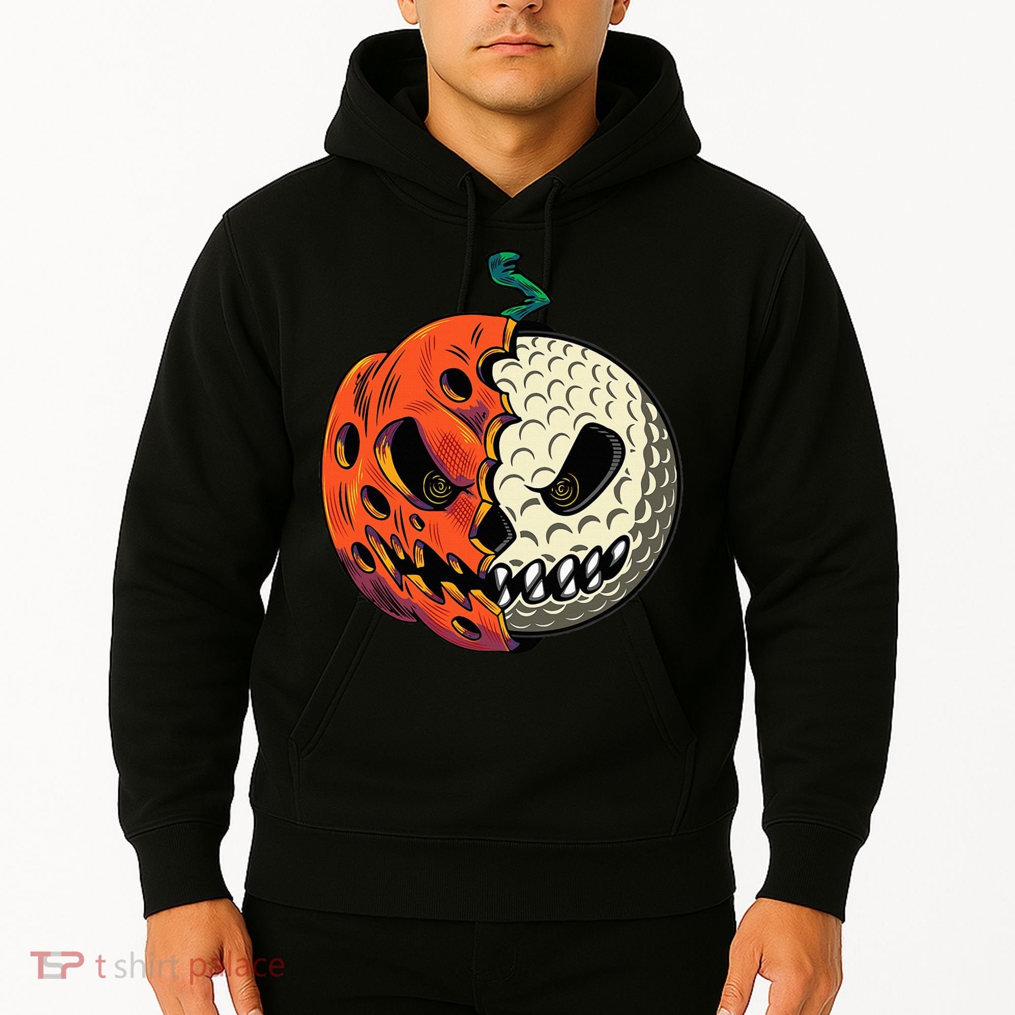 Golf Ball Costume Pumpkin Skull Halloween Golf Player Hoodie