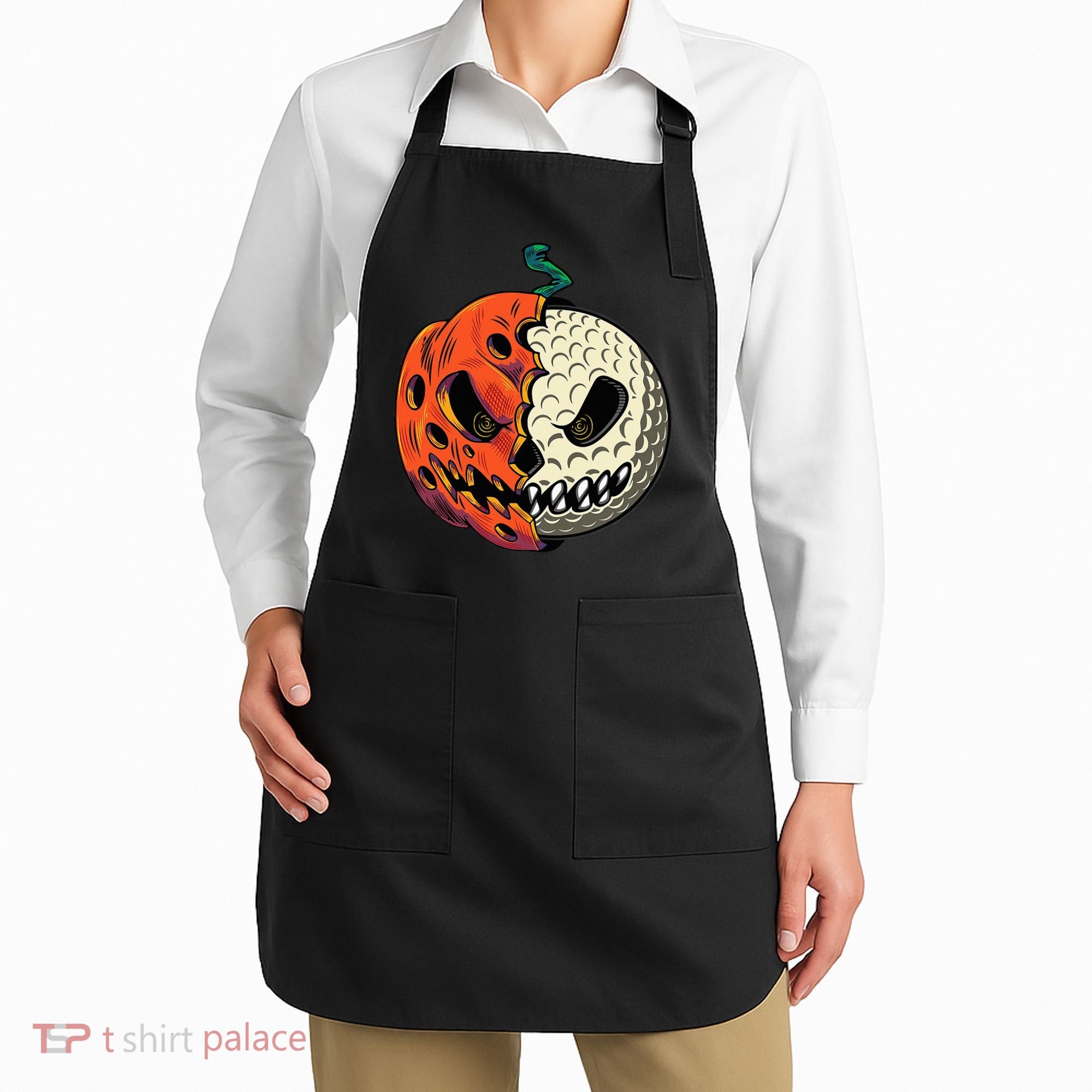 Golf Ball Costume Pumpkin Skull Halloween Golf Player Apron