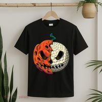 Golf Ball Costume Pumpkin Skull Halloween Golf Player T-Shirt thumb 2