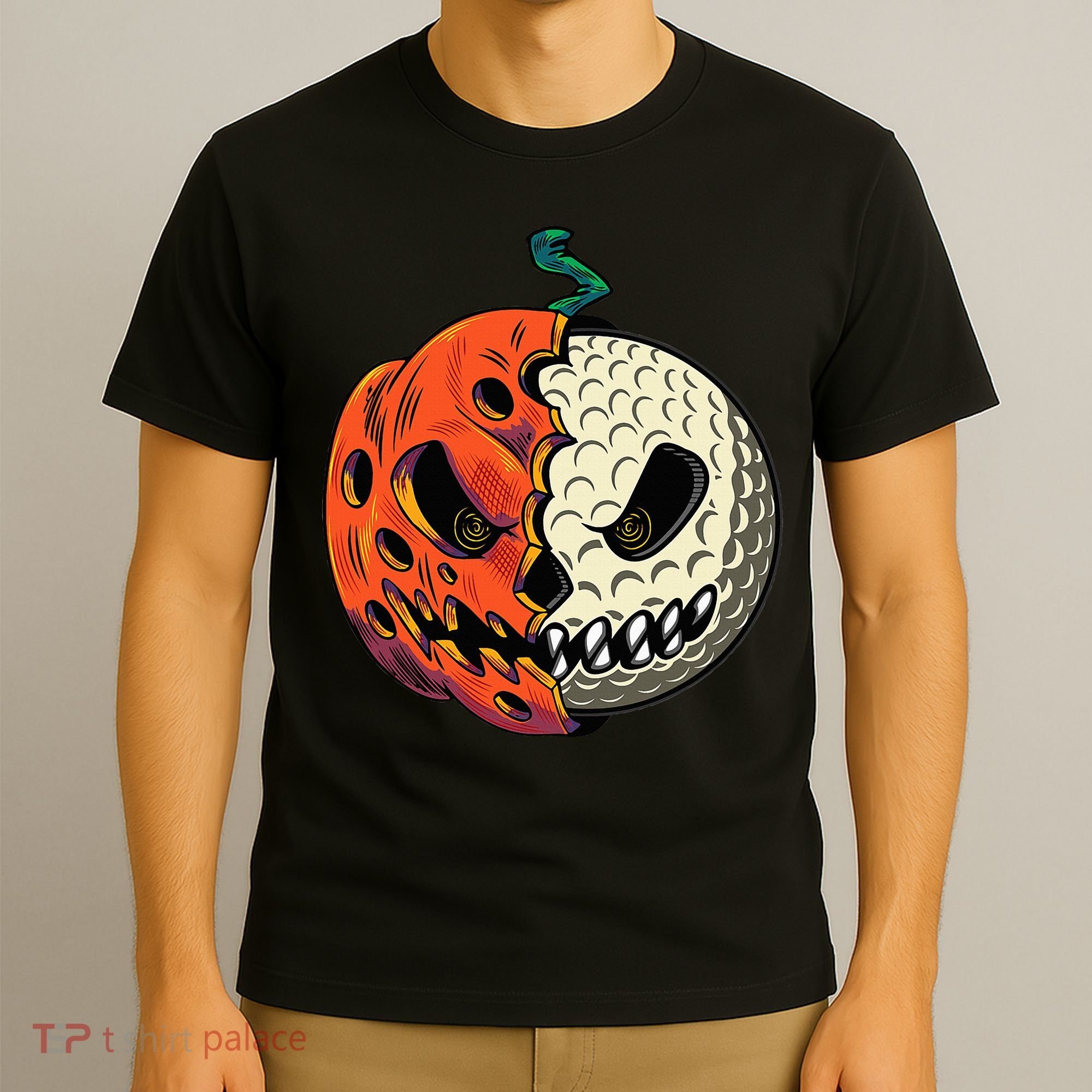 Golf Ball Costume Pumpkin Skull Halloween Golf Player T-Shirt