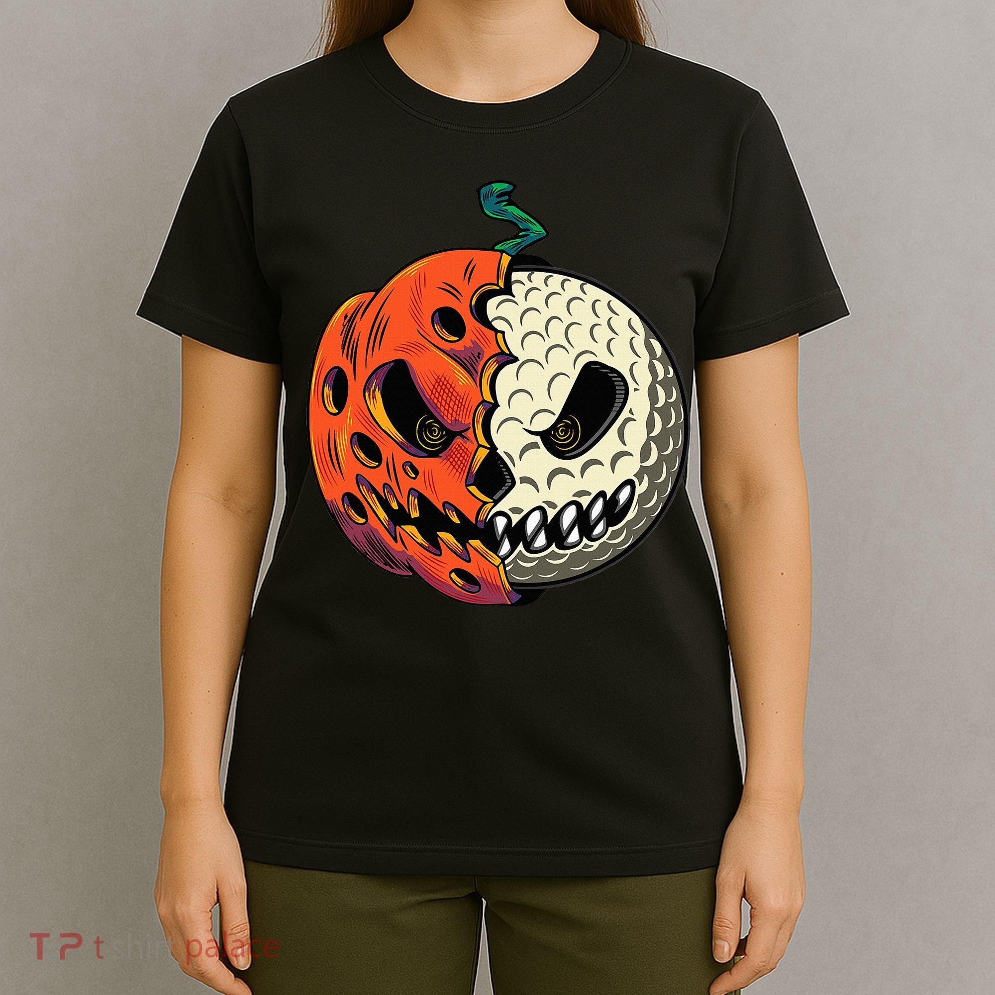 Golf Ball Costume Pumpkin Skull Halloween Golf Player T-Shirt