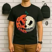 Golf Ball Costume Pumpkin Skull Halloween Golf Player T-Shirt thumb 6