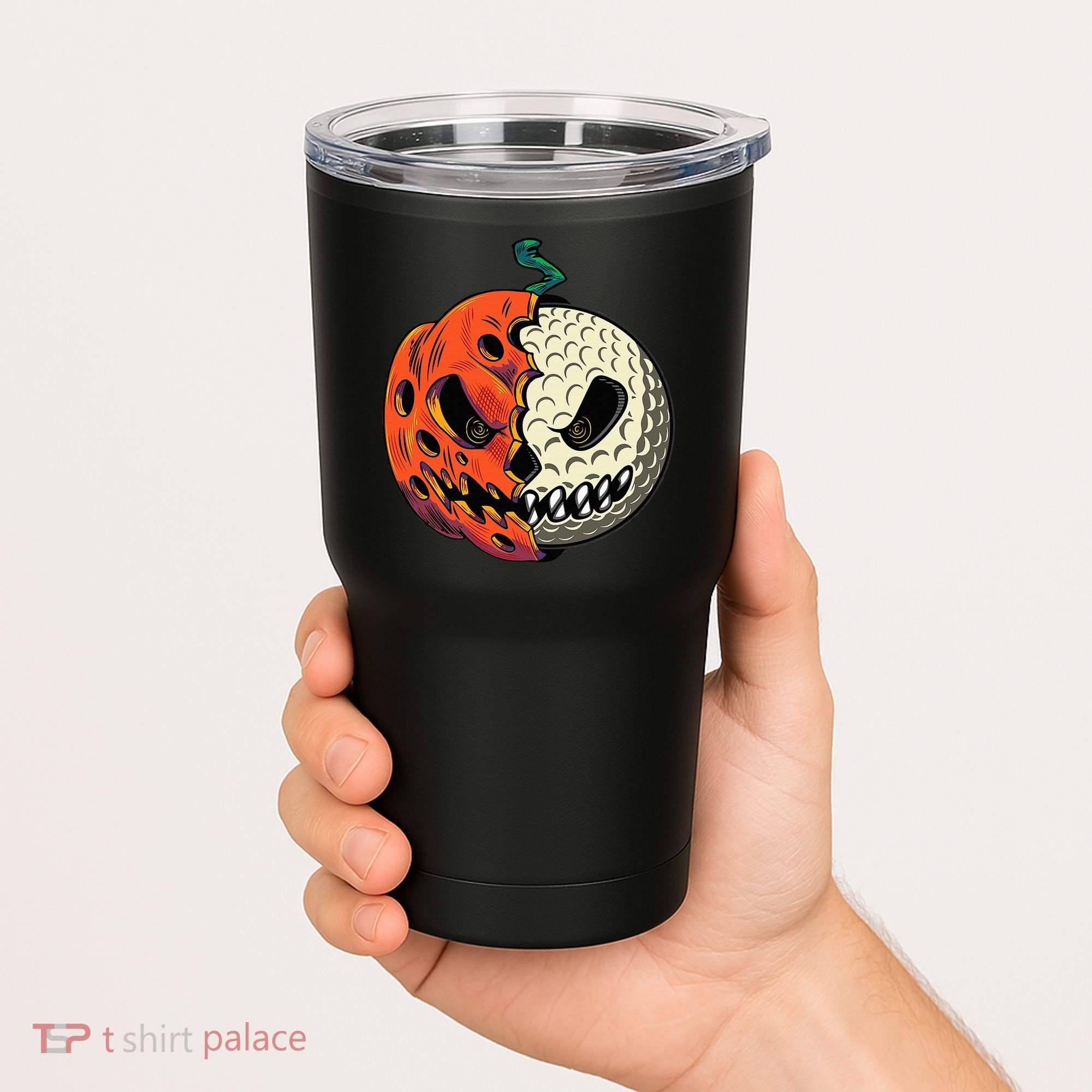 Golf Ball Costume Pumpkin Skull Halloween Golf Player Tumbler