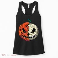 Golf Ball Costume Pumpkin Skull Halloween Golf Player Women's Tank Top thumb 0