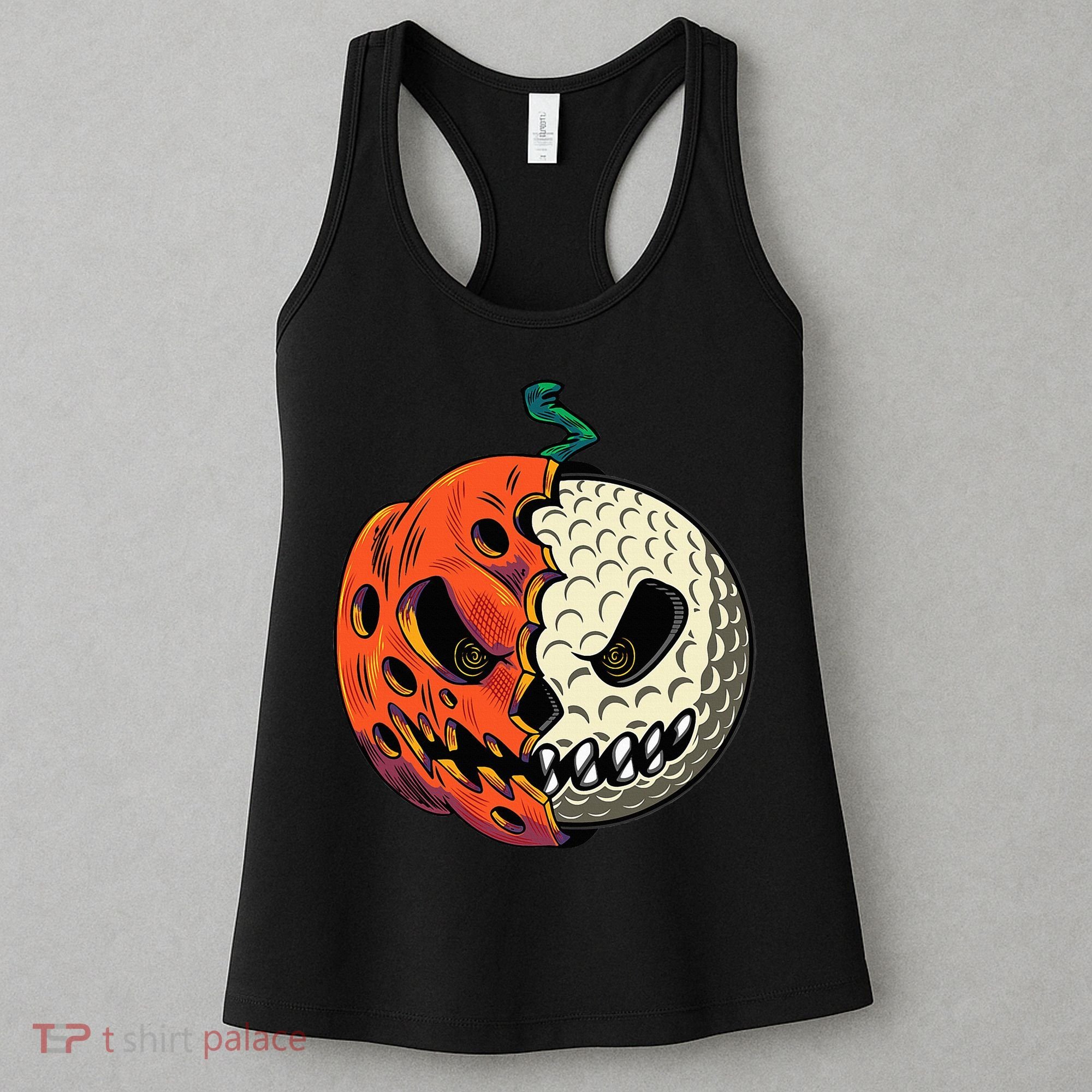 Golf Ball Costume Pumpkin Skull Halloween Golf Player Women's Tank Top