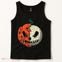 Golf Ball Costume Pumpkin Skull Halloween Golf Player Tank Top thumb 2