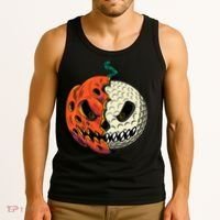 Golf Ball Costume Pumpkin Skull Halloween Golf Player Tank Top thumb 3