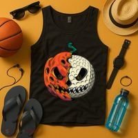 Golf Ball Costume Pumpkin Skull Halloween Golf Player Tank Top thumb 4