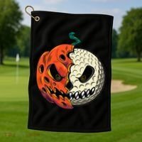 Golf Ball Costume Pumpkin Skull Halloween Golf Player Golf Towel thumb 1