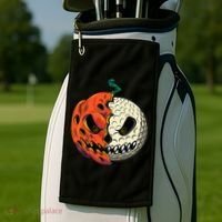 Golf Ball Costume Pumpkin Skull Halloween Golf Player Golf Towel thumb 2