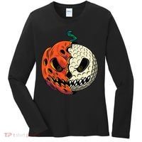 Golf Ball Costume Pumpkin Skull Halloween Golf Player Women's Long Sleeve Shirt thumb 0