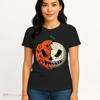 Golf Ball Costume Pumpkin Skull Halloween Golf Player Women's T-Shirt thumb 4