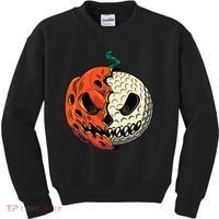 Golf Ball Costume Pumpkin Skull Halloween Golf Player Kids Sweatshirt thumb 0