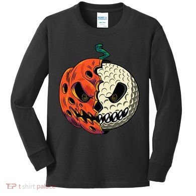 Golf Ball Costume Pumpkin Skull Halloween Golf Player Kids Long Sleeve Shirt