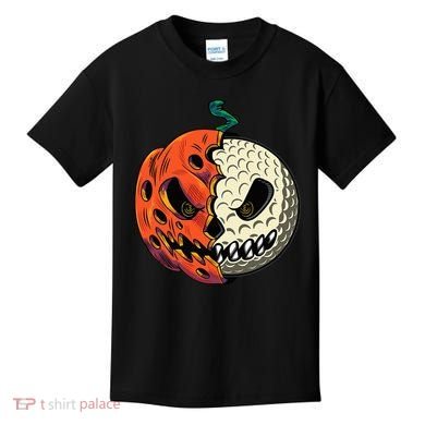 Golf Ball Costume Pumpkin Skull Halloween Golf Player Kids T-Shirt