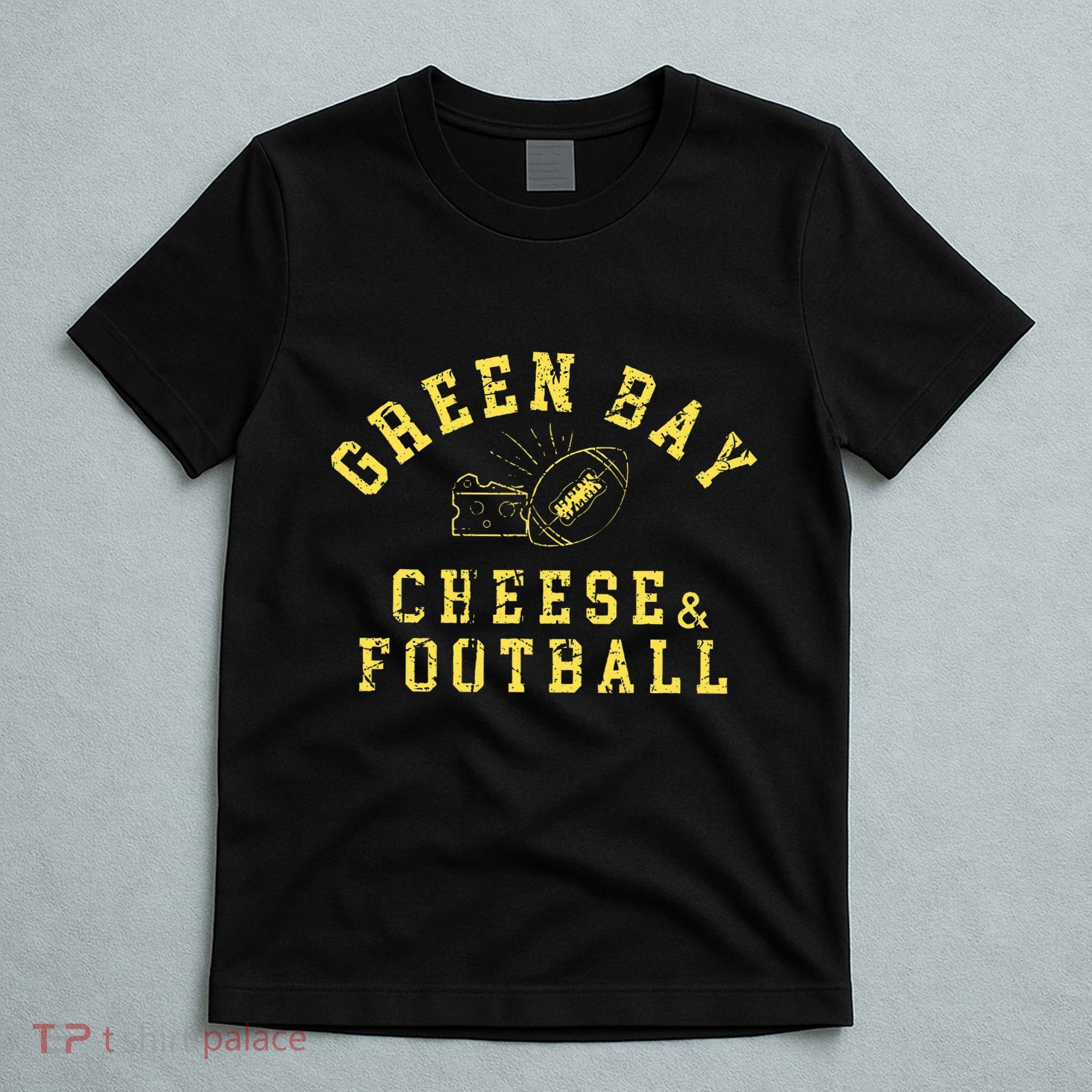 Green Bay Cheese & Football Distressed Gift T-Shirt