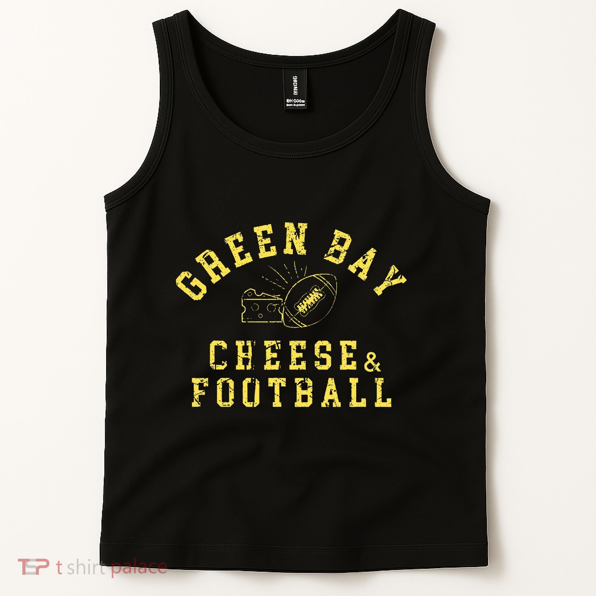 Green Bay Cheese & Football Distressed Gift Tank Top