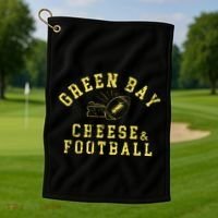 Green Bay Cheese & Football Distressed Gift Golf Towel thumb 1