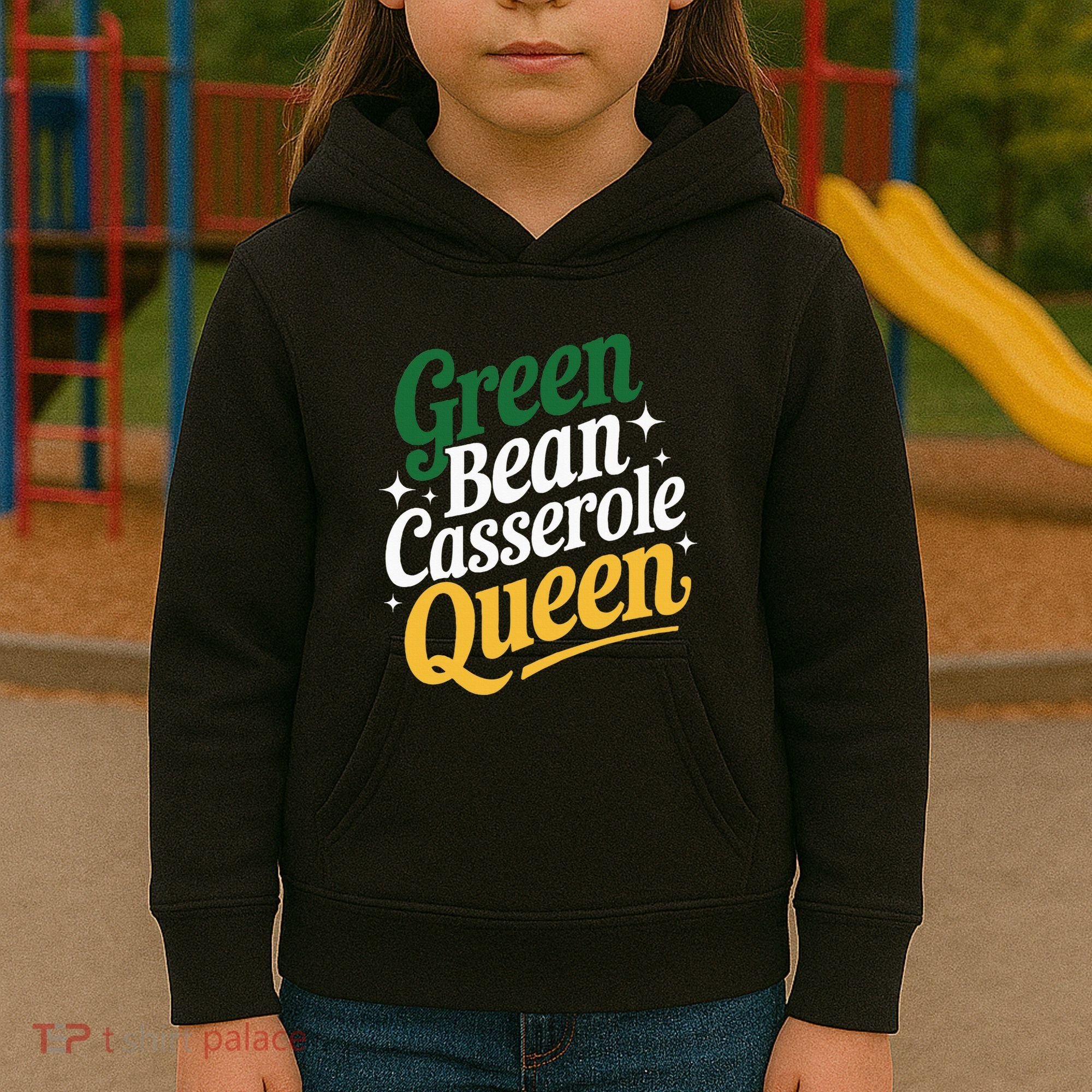 Green Bean Casserole Queen Funny Kitchen Queen Thanksgiving Kids Hoodie