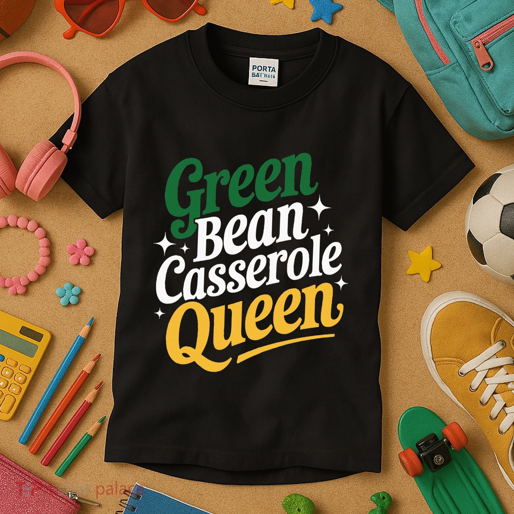Green Bean Casserole Queen Funny Kitchen Queen Thanksgiving Kids T-Shirt