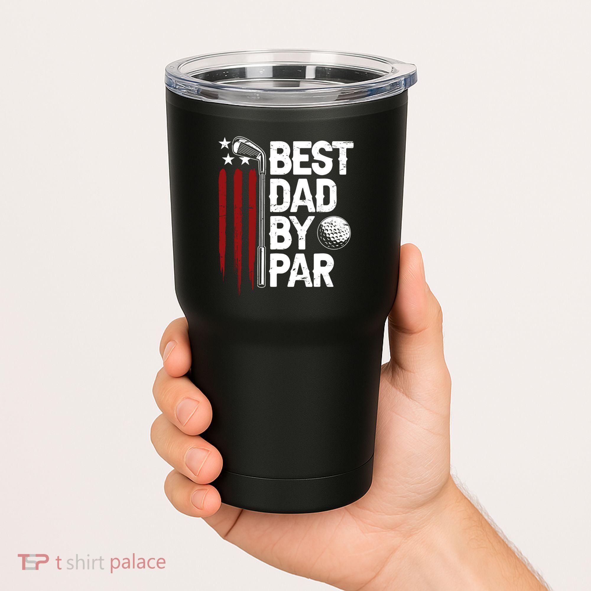 Golf Best Dad By Par Daddy Golfer American Flag Fathers Day Tumbler