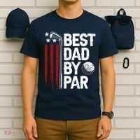 Golf Best Dad By Par Daddy Golfer American Flag Fathers Day T-Shirt thumb 6